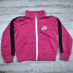 Nike hot pink lightweight zip up sporty track jacket baby girl's size 2T 12-24M
